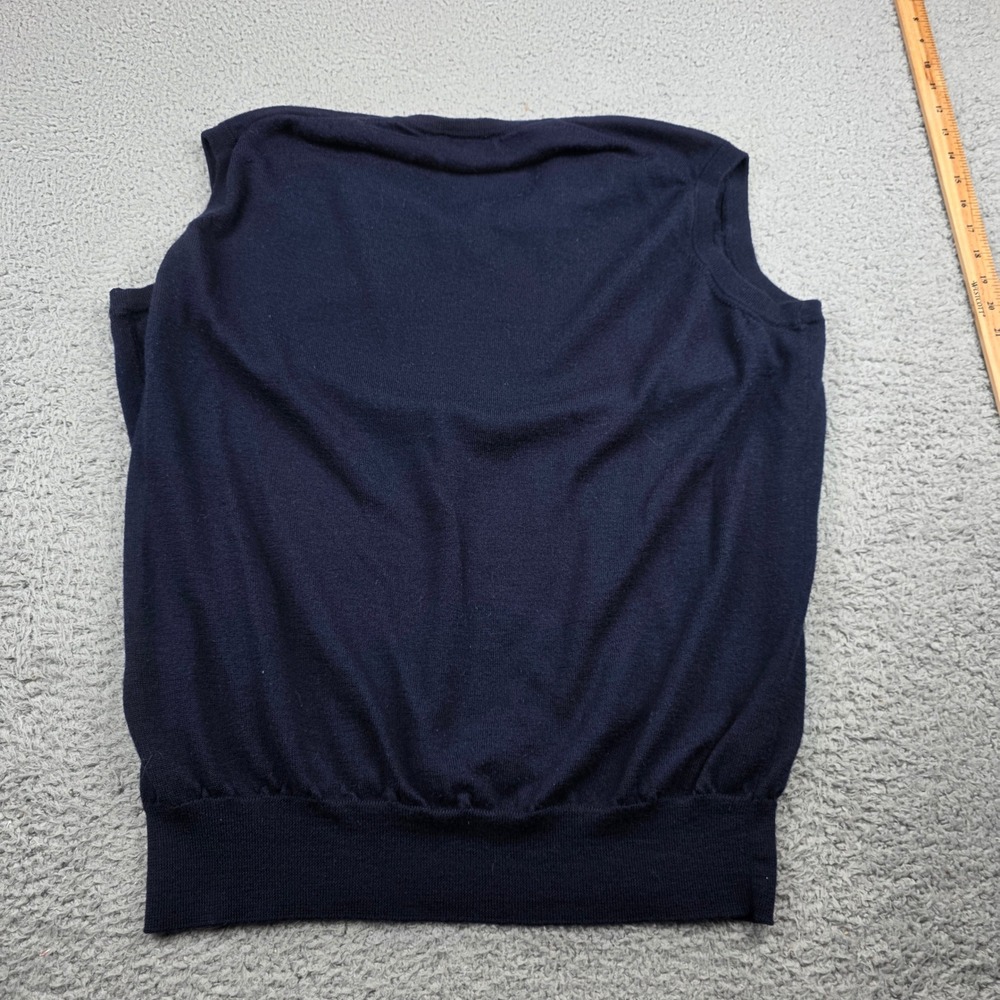Peter Millar Mens XL Navy Blue Merino Wool Silk V-Neck Sweater Vest ME0S23 - Picture 7 of 7